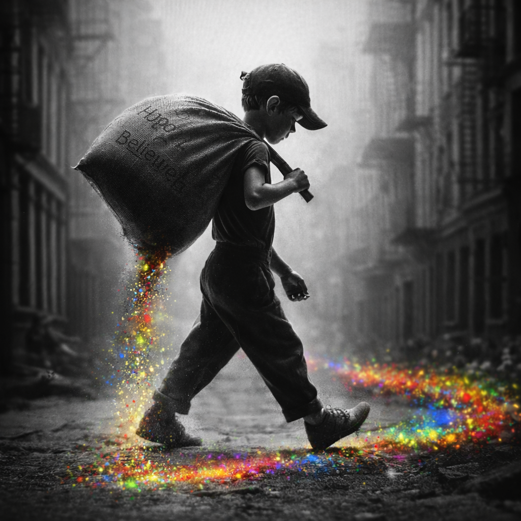 The Hairy Times - leaving a trail of color in a black and white world