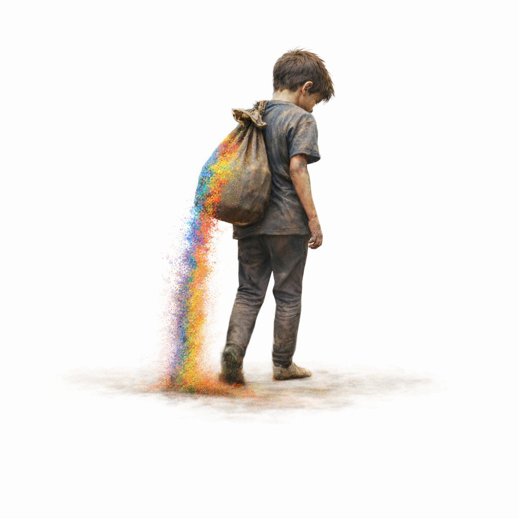 Boy with colored sand