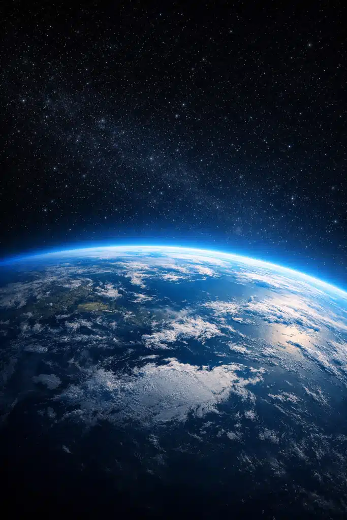 Illustration of Earth showing its atmosphere and ozone layer